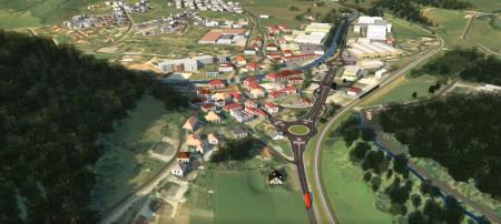 Mirna - trasa obvoznice -  izsek iz 3D vizualizacije trase